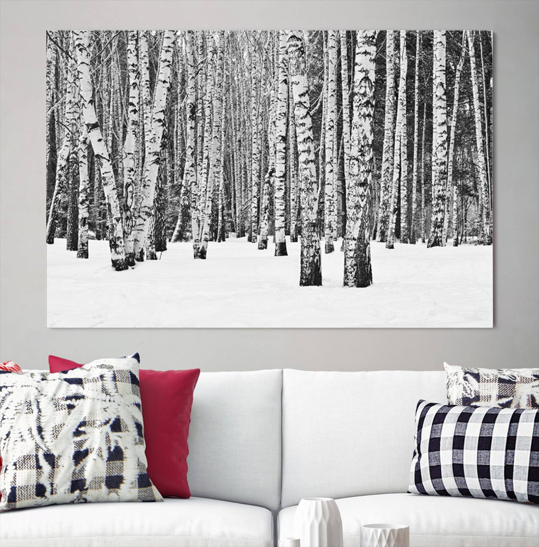 Wall Art Landscape Canvas Print Forest in Winter with Snowy Ground and Trees