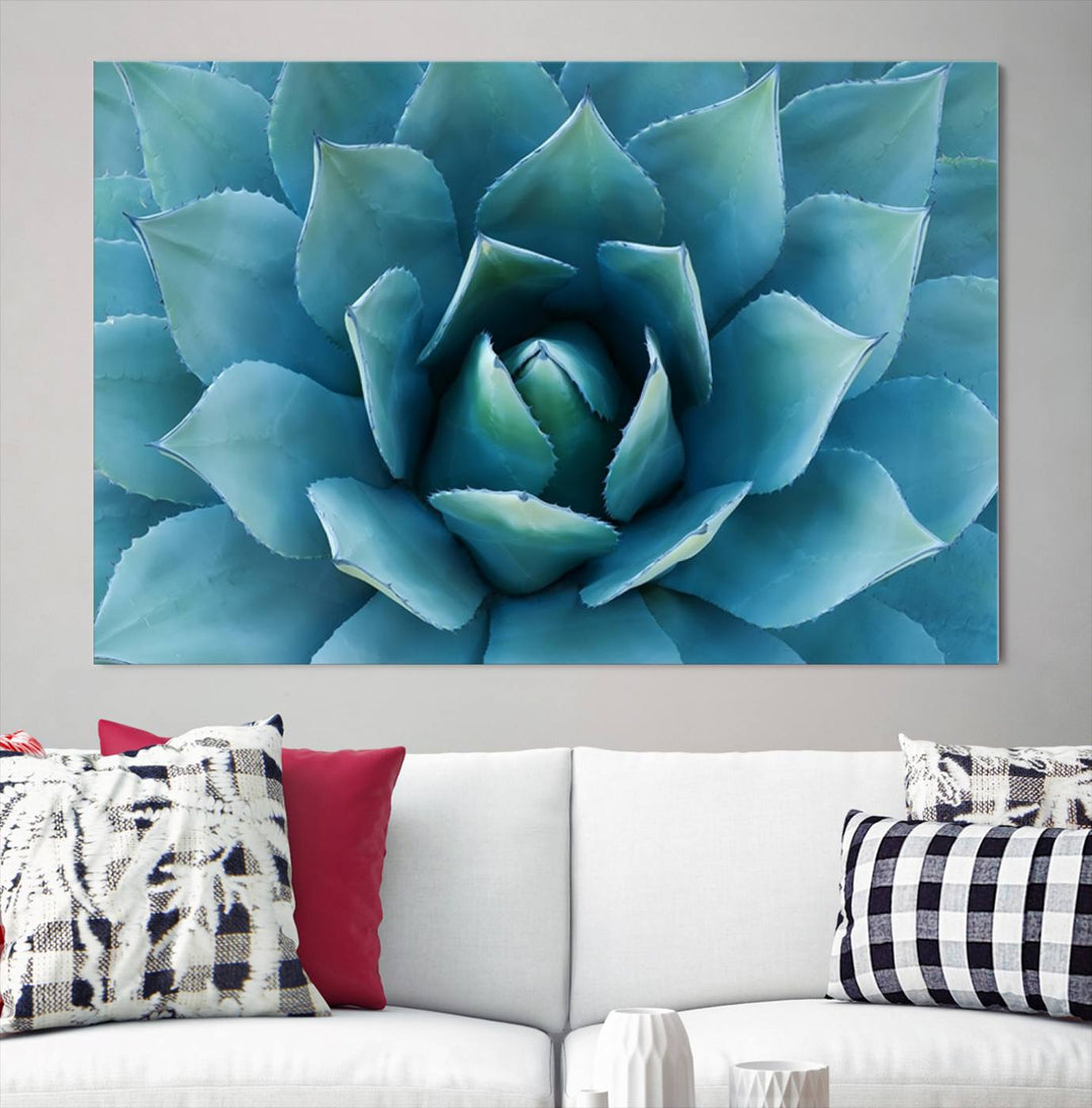 Large Succulent Wall Art Canvas | Vibrant Agave Plant Canvas Print for Living Room and Office Decor