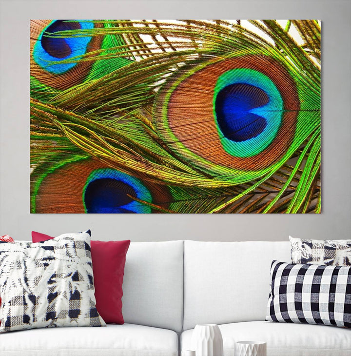 Wall Art Animal Canvas Print Triple Eyed Peacock Wing