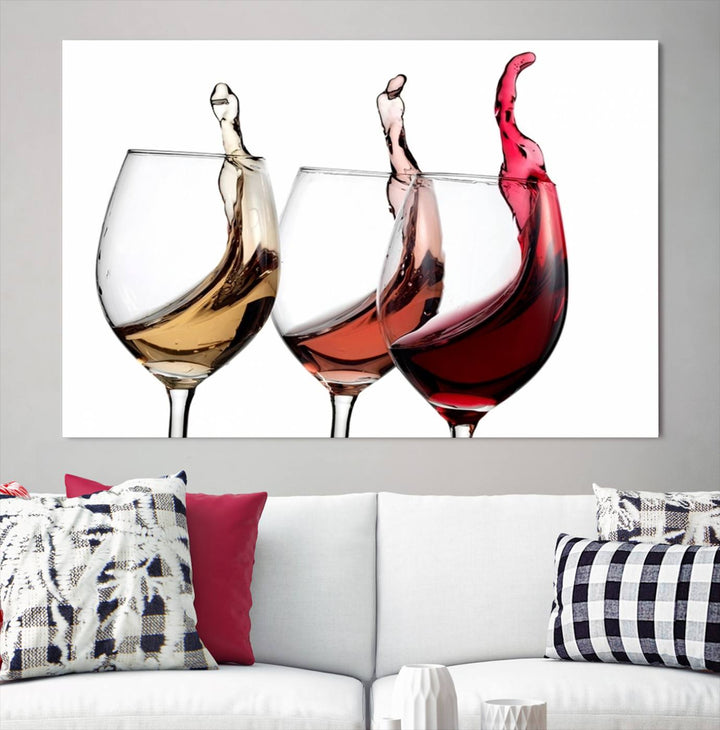 49896 - Lienzo decorativo para pared grande con vino abstracto en copas