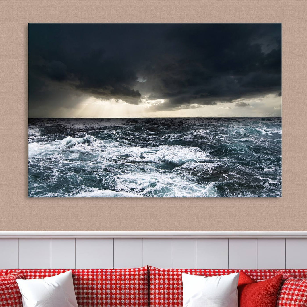 Ocean and Storm Canvas Art Print Hanging Great Print Ocean and