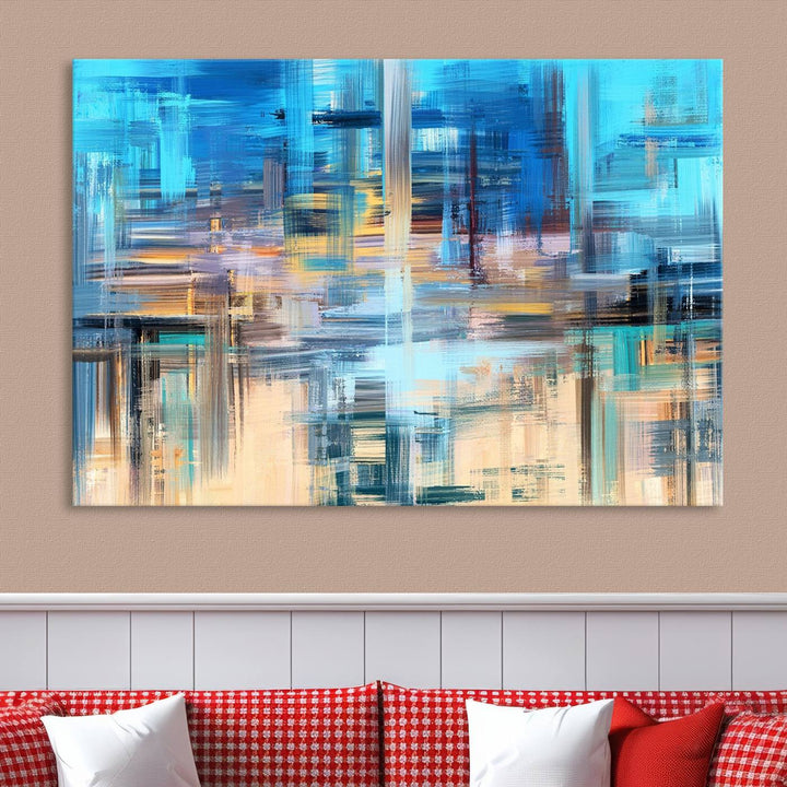 Contemporary Work of Art Blue Abstract Canvas Painting Wall Art Canvas Print