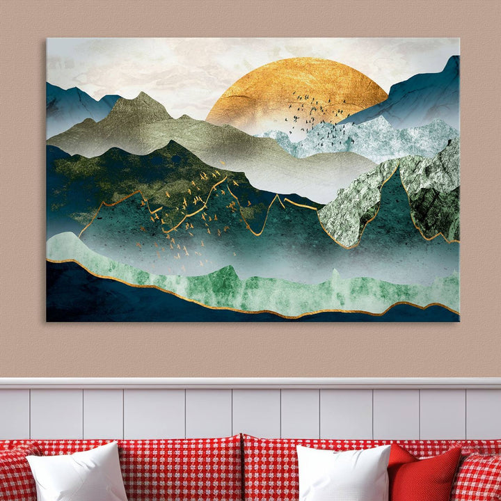 Cheering Sunrise Abstract Painting Canvas Art Print Abstract Landscape Wall Art