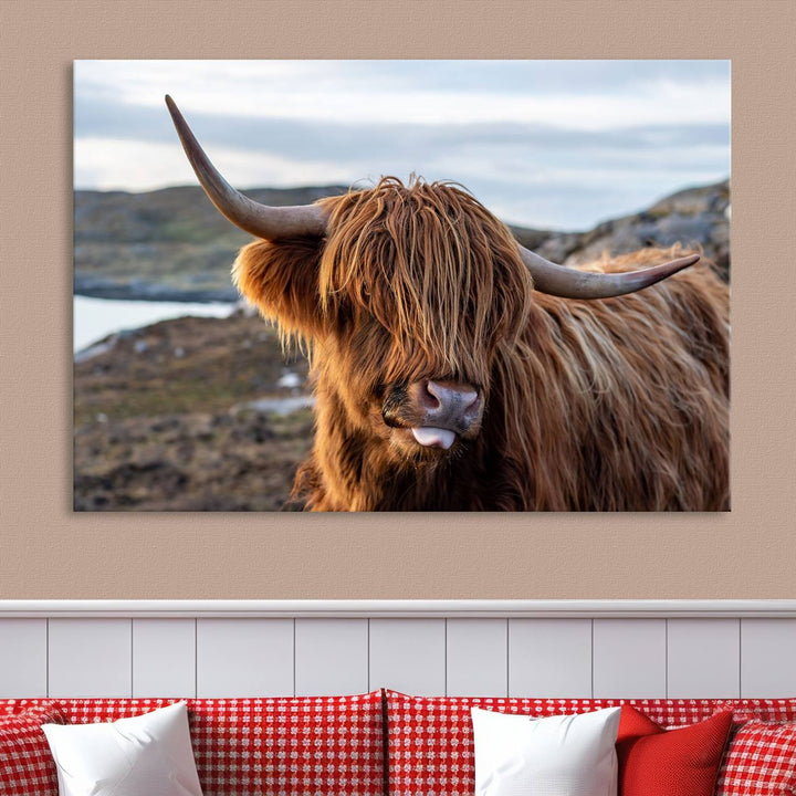 Cuddly Highland Cow Canvas Photo Wall Art Print Highlands Art Cute Animal Wall Art