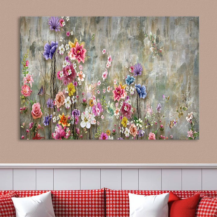 Cozy Flowers Painting on Canvas Wall Art Floral Canvas Print