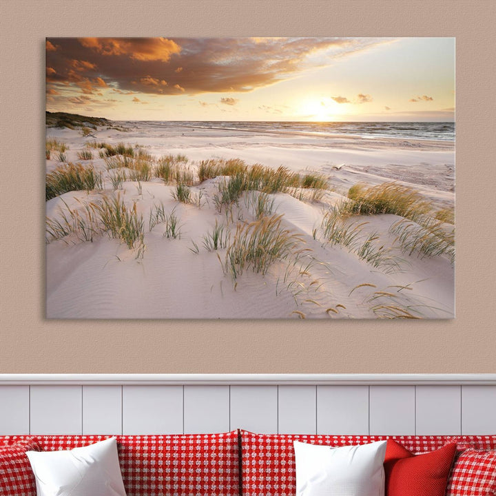 Ocean Beach Wall Art Canvas Print Sunset Artwork Print Coastal Wall Art