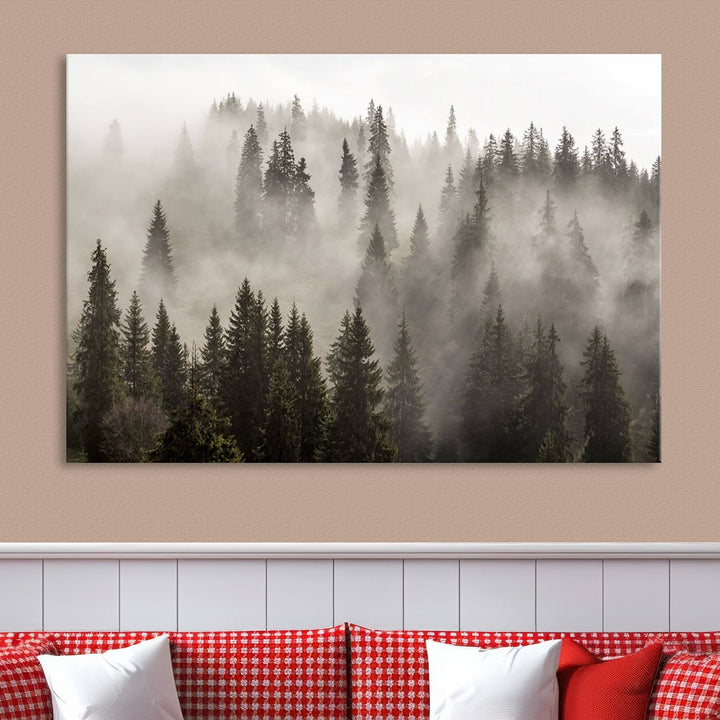 Foggy Forest Wall Art Canvas Print