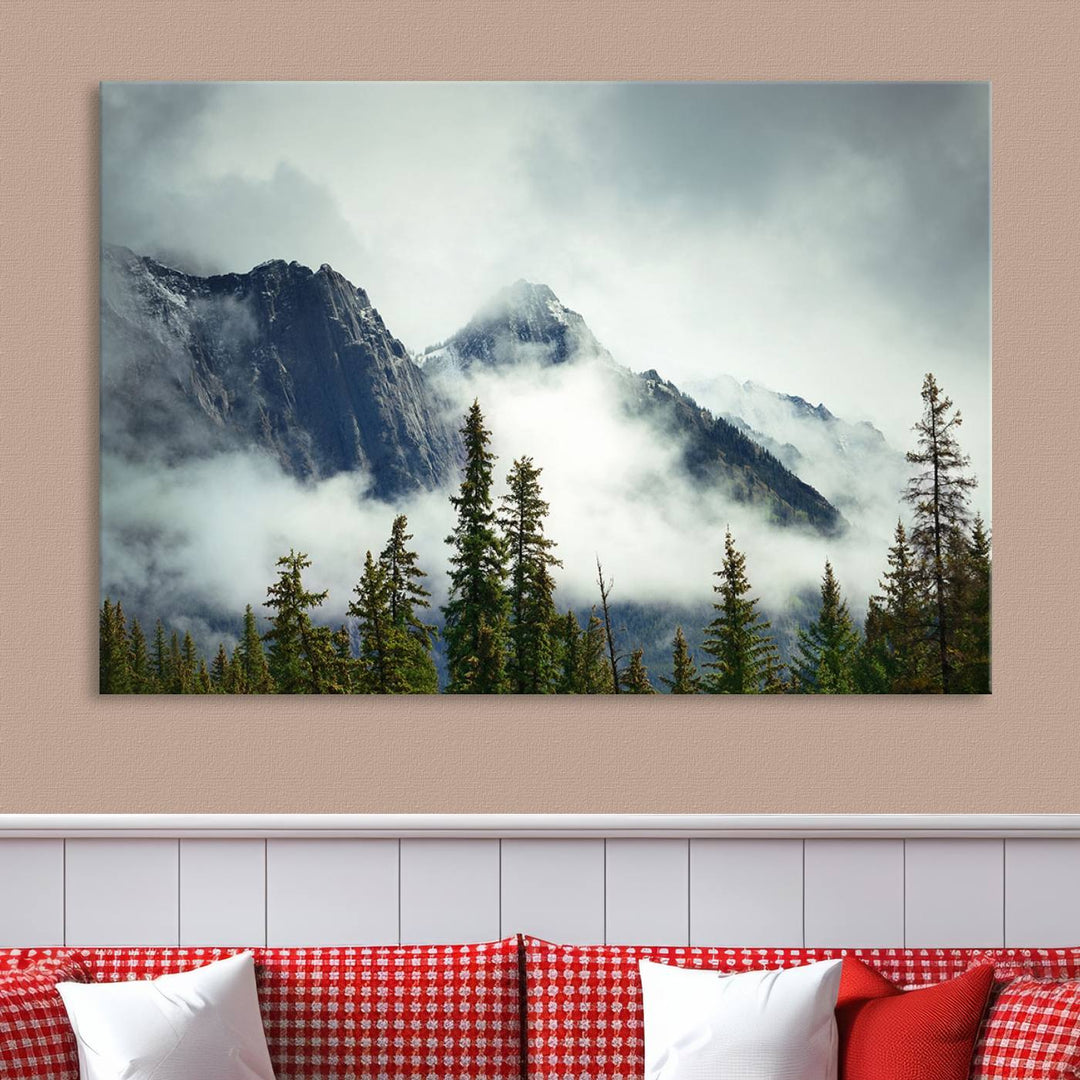 Misty Mountain Forest Wall Art Canvas Print