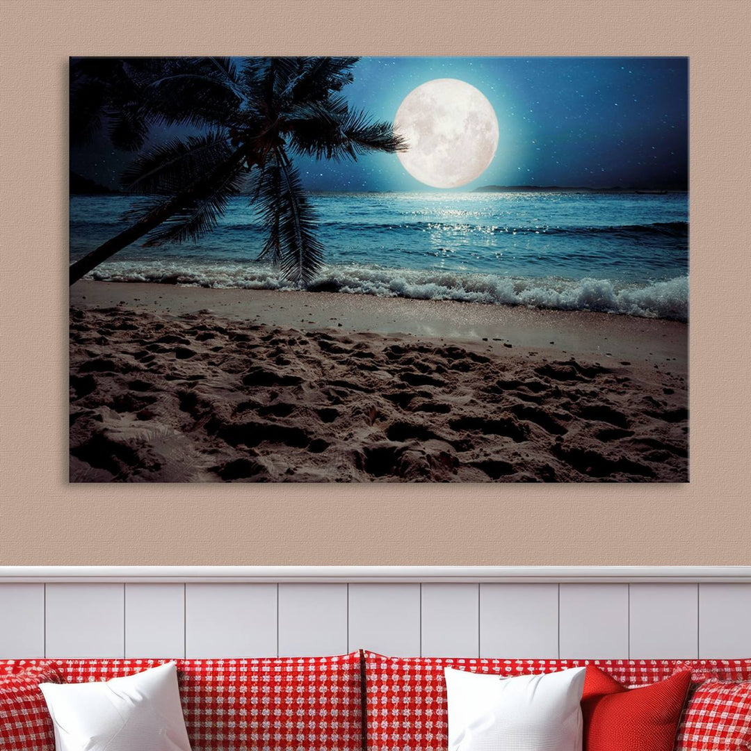 Moonglade Coastal Palm Tree Wall Art Canvas Print