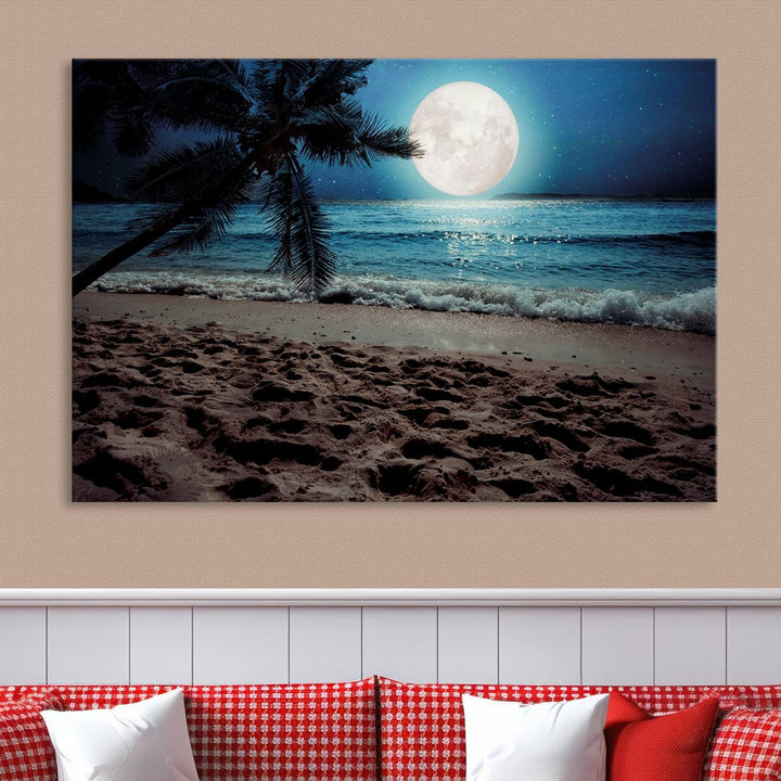 Moonglade Coastal Palm Tree Wall Art Canvas Print