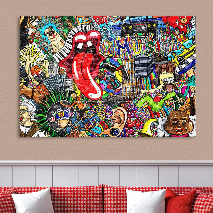 Vibrant Music Graffiti Wall Art Canvas Print