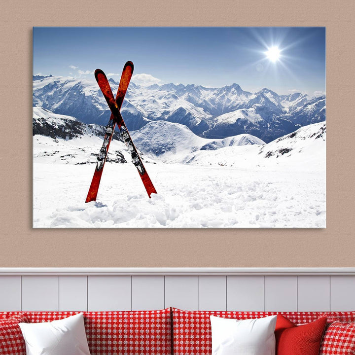 Snow Mountain Wall Art Canvas Print, Snowboard Sport Wall Art