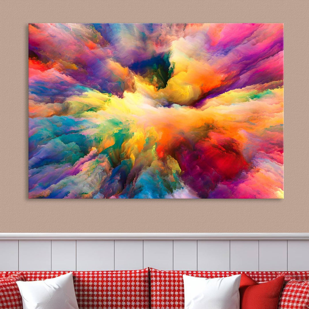 Arte de pared en forma de nube de colores vibrantes y ardientes Lienzo