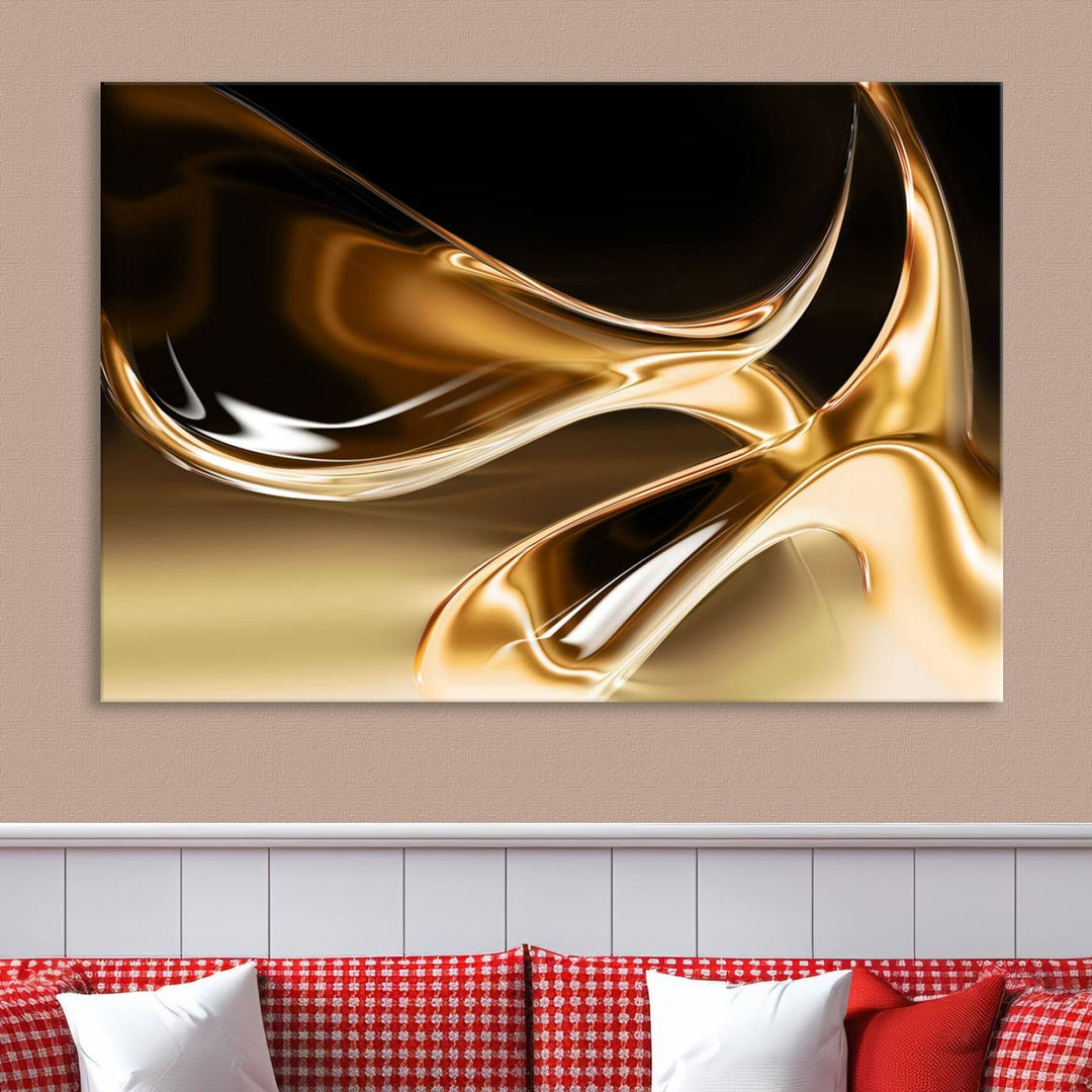 Liquid Glittered Luxury Gold Canvas Wall Art Print