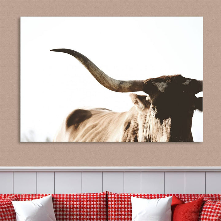 Texas Cow Longhorn Wall Art Canvas