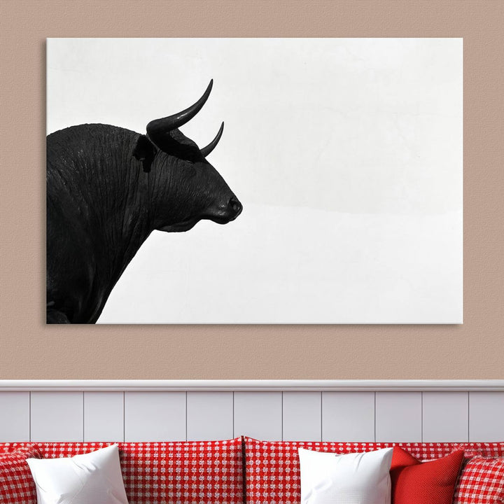 The Spanish Bull Wall Art Canvas Print is crafted on museum-quality canvases and is coated with UV-protective layers for lasting brilliance. It comes ready to hang, effortlessly enhancing your living space.