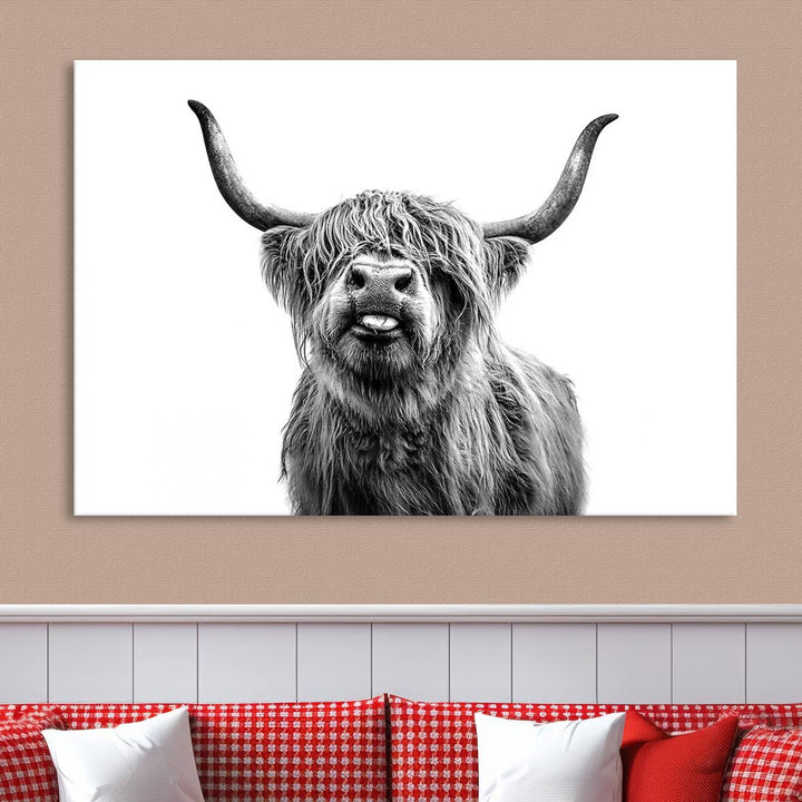 Fanny Scottish Highland Cow Cattle Art Print Farmhouse Wall Art Canvas Print