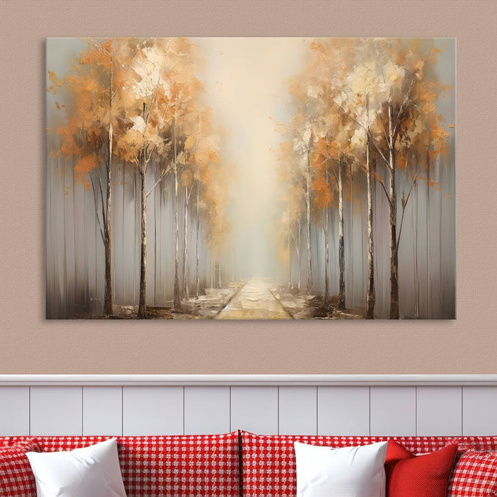 Autumn Forest Path Wall Art | Large Canvas Print for Living Room, Bedroom, or Office Decor | Forest Wall Art, 3 Panel Wall Art