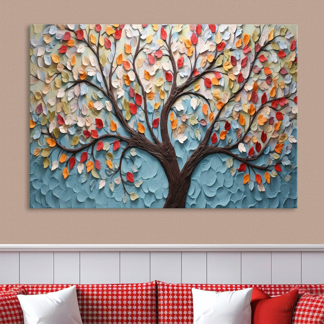 Abstract Tree and Leaf Wall Art Canvas Print