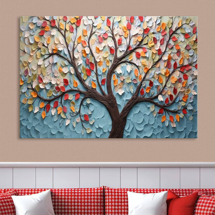 Impression sur toile d’art mural abstrait d’arbre et de feuille