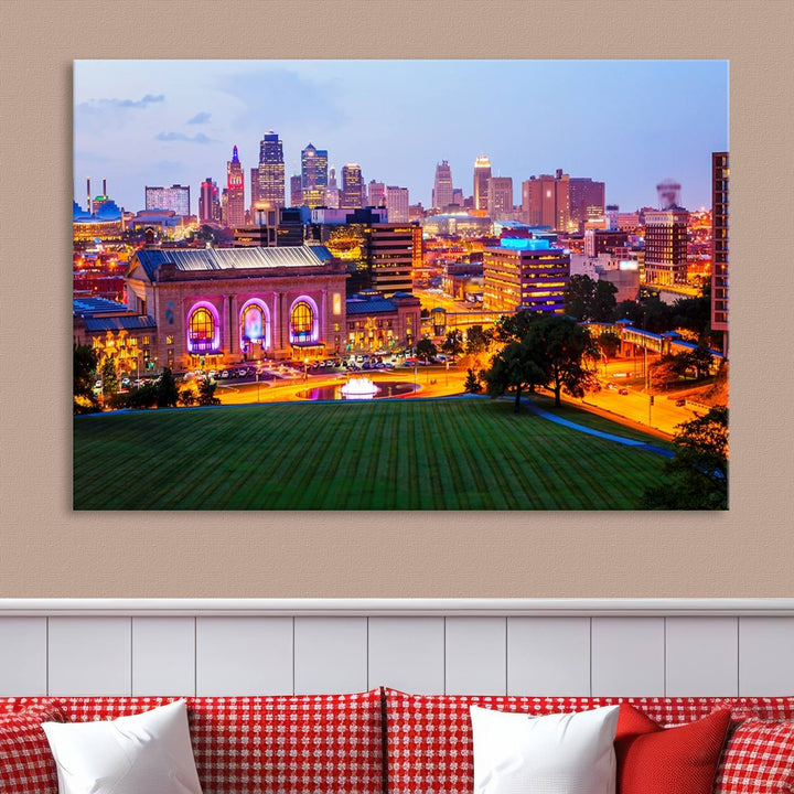 Impression sur toile de nuit de Kansas City, art mural et