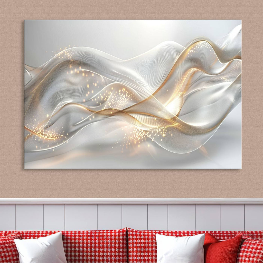 Abstract art Grey and Gold Lines Wall Art