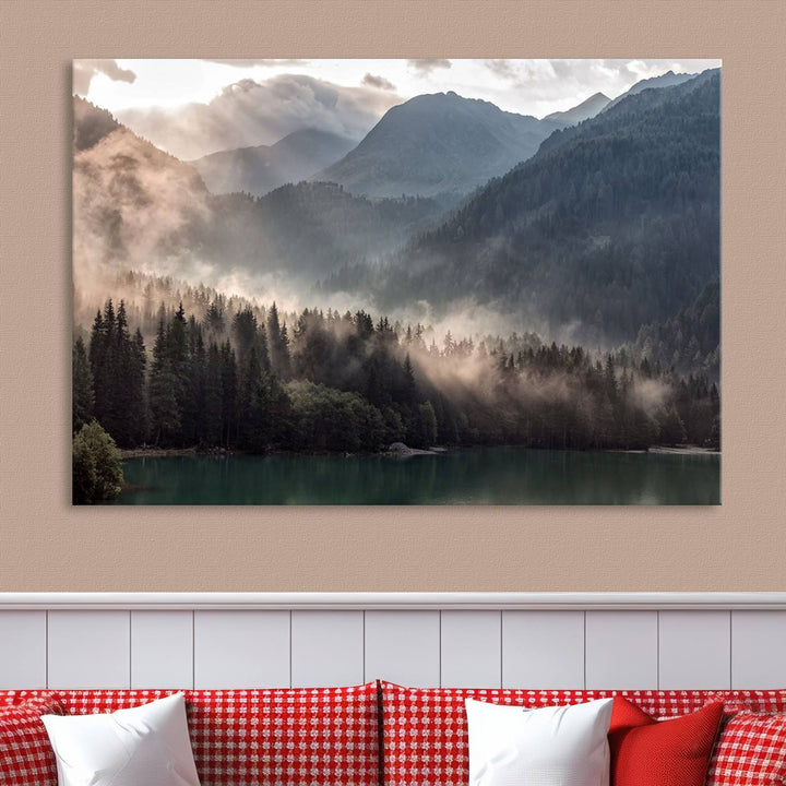 Impression sur toile Foggy Mountain Art sur toile forêt