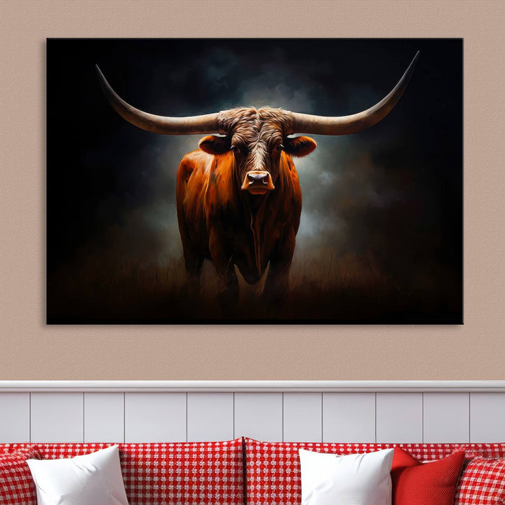 Longhorn Bull Wall Art Canvas Set – Bold Western Elegance for Rustic Home Décor