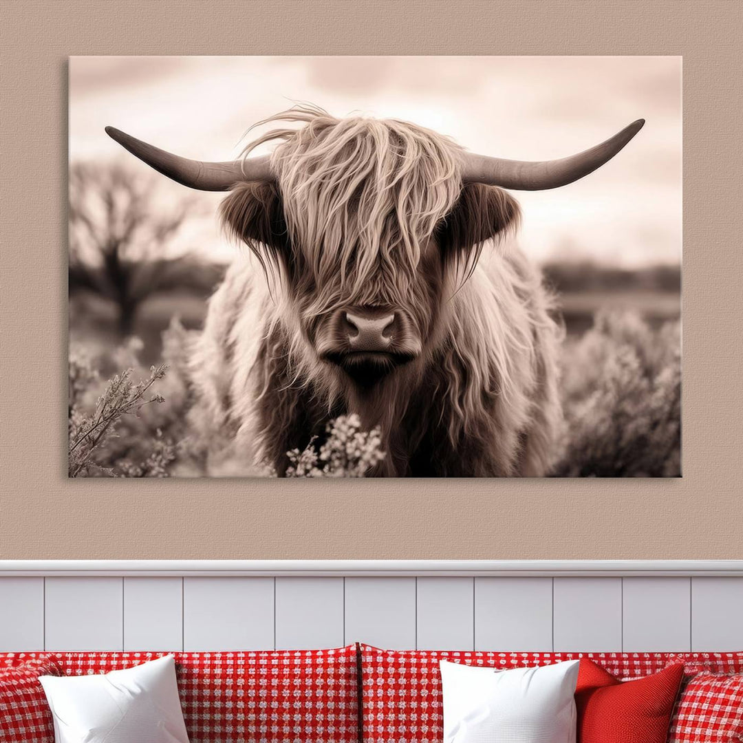 Scottish Cow Longhorn Wall Art Canvas Print.