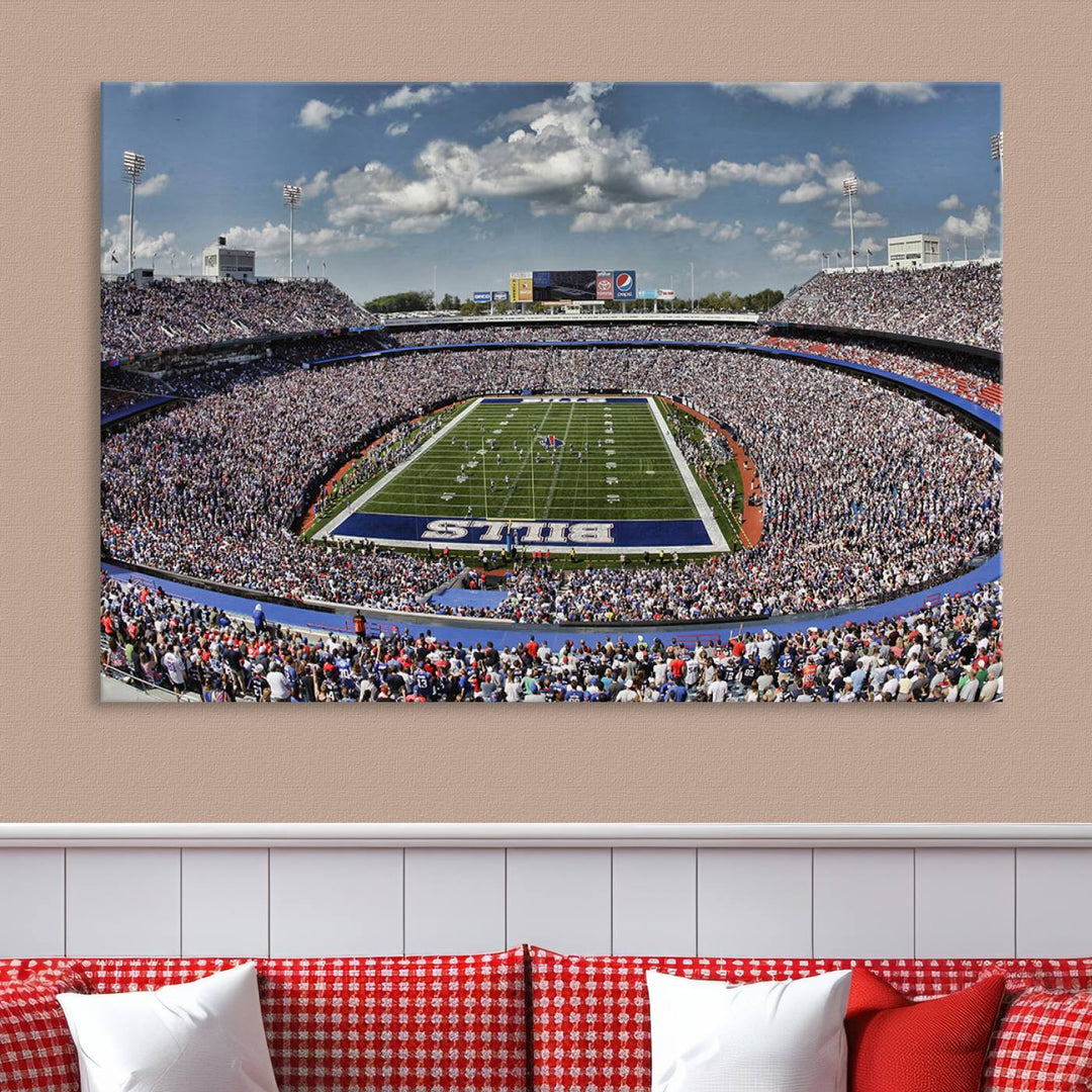 Buffalo Bills Football Team Print - Highmark Stadium Wall Art Canvas Print - Bills Stadium Game Day Triple Canvas Wall Art - Buffalo Bills NFL Match