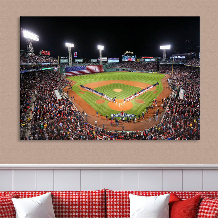 Fenway Park Postseason Triple Canvas Wall Art - Boston Red Sox Historic Game