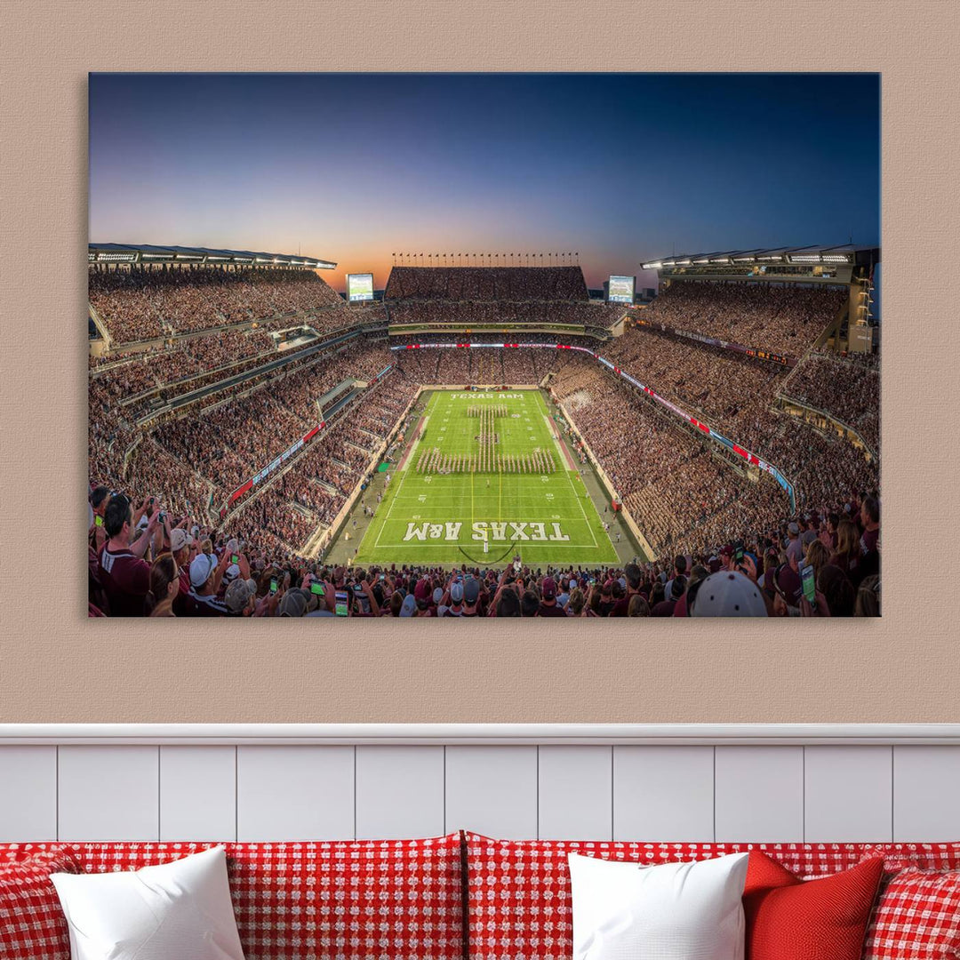 Texas A&M University Aggies Football Team Print - College Station Kyle Field Stadium Wall Art Canvas Print