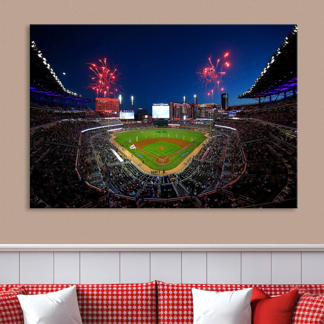 Atlanta Braves Baseball Team Print - Truist Park Stadium Wall Art Canvas Print