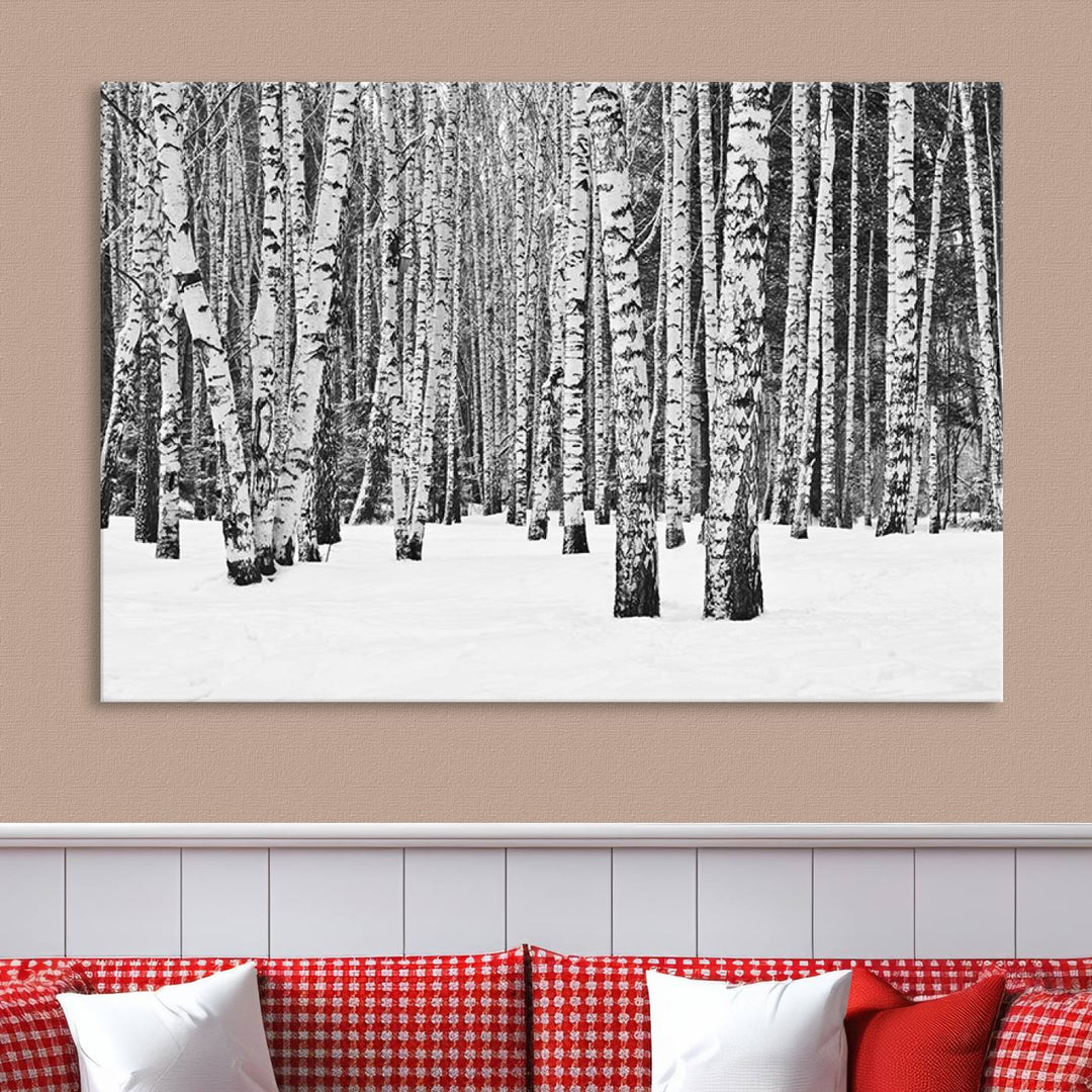 Wall Art Landscape Canvas Print Forest in Winter with Snowy Ground and Trees