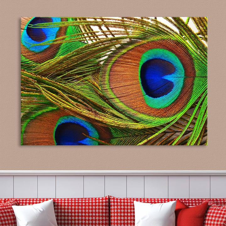 Wall Art Animal Canvas Print Triple Eyed Peacock Wing