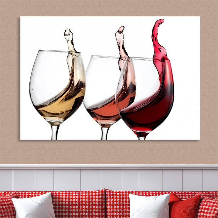 49896 - Lienzo decorativo para pared grande con vino abstracto en copas