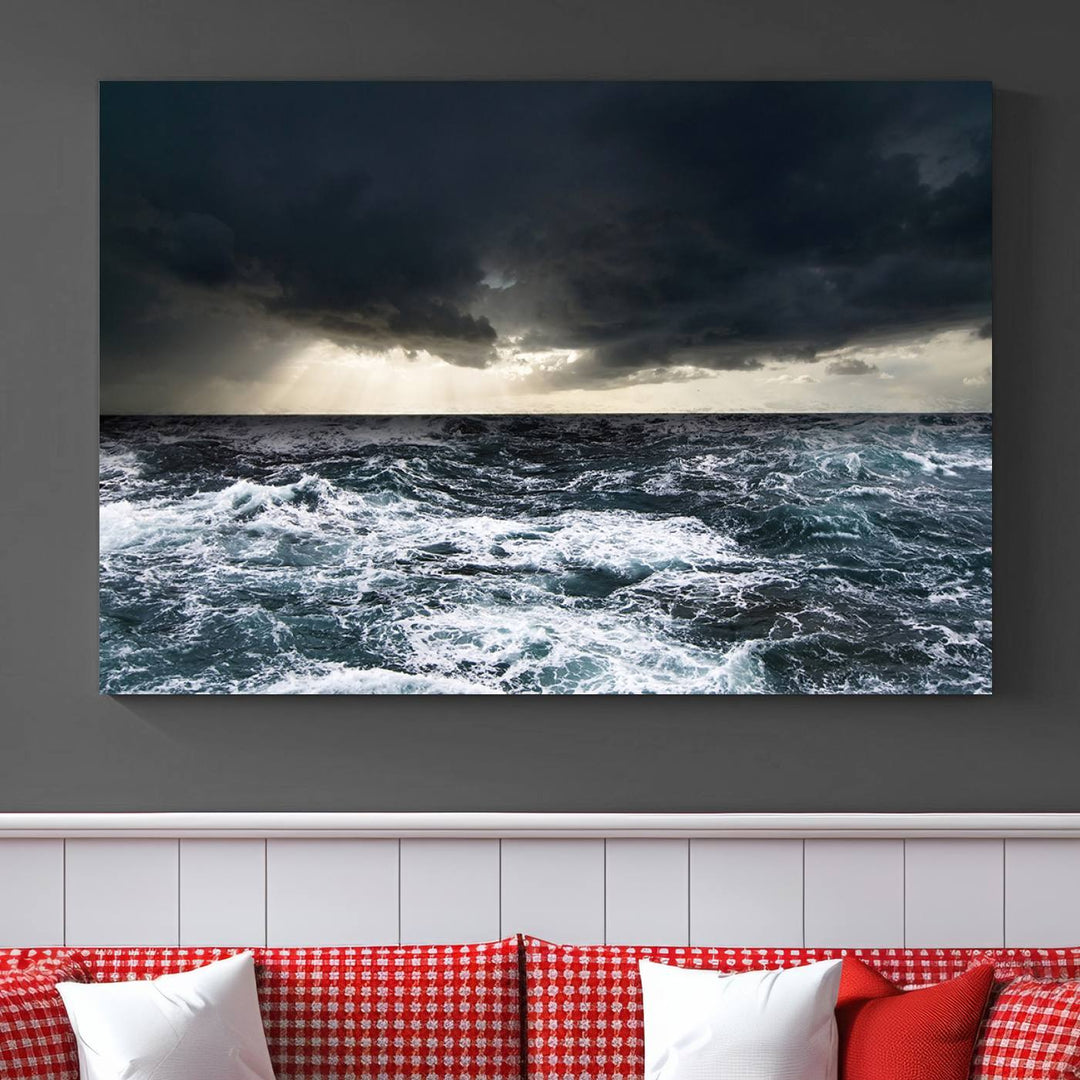 Ocean and Storm Canvas Art Print Hanging Great Print Ocean and