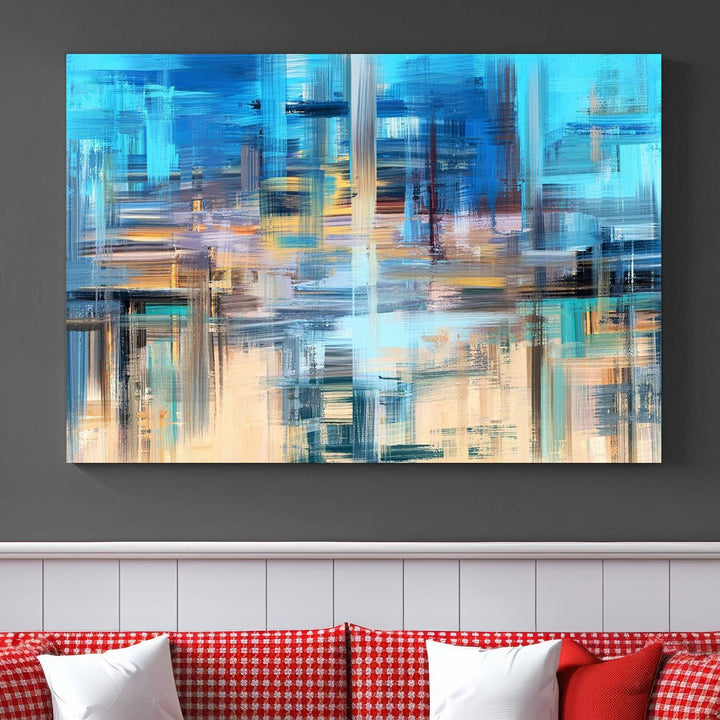 Contemporary Work of Art Blue Abstract Canvas Painting Wall Art Canvas Print