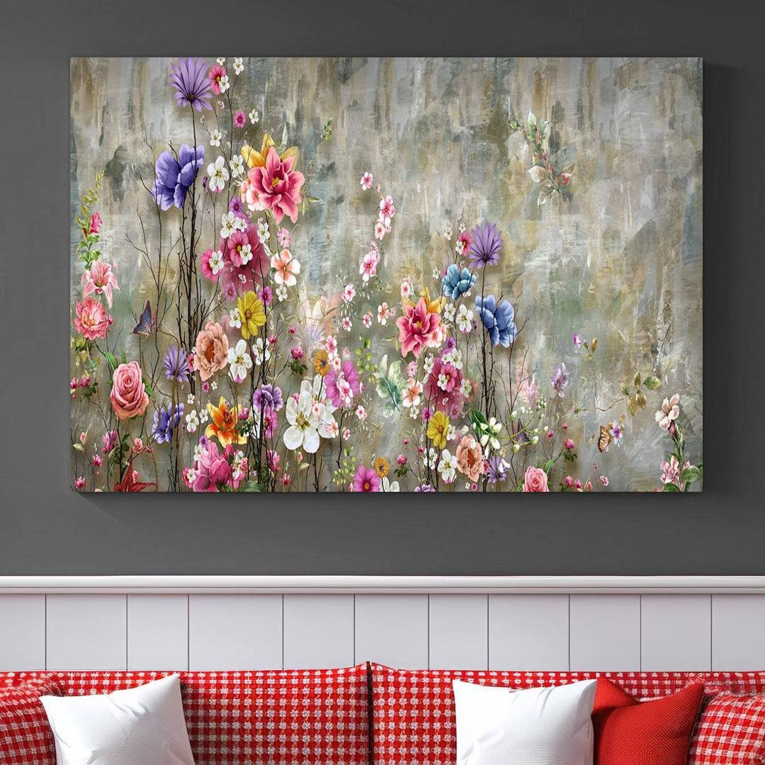 Cozy Flowers Painting on Canvas Wall Art Floral Canvas Print