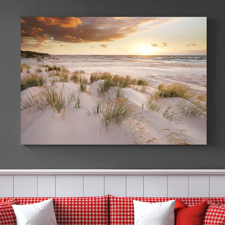 Ocean Beach Wall Art Canvas Print Sunset Artwork Print Coastal Wall Art