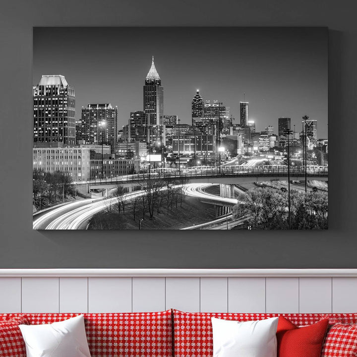 Atlanta Black and White Wall Art Cityscape Canvas Print