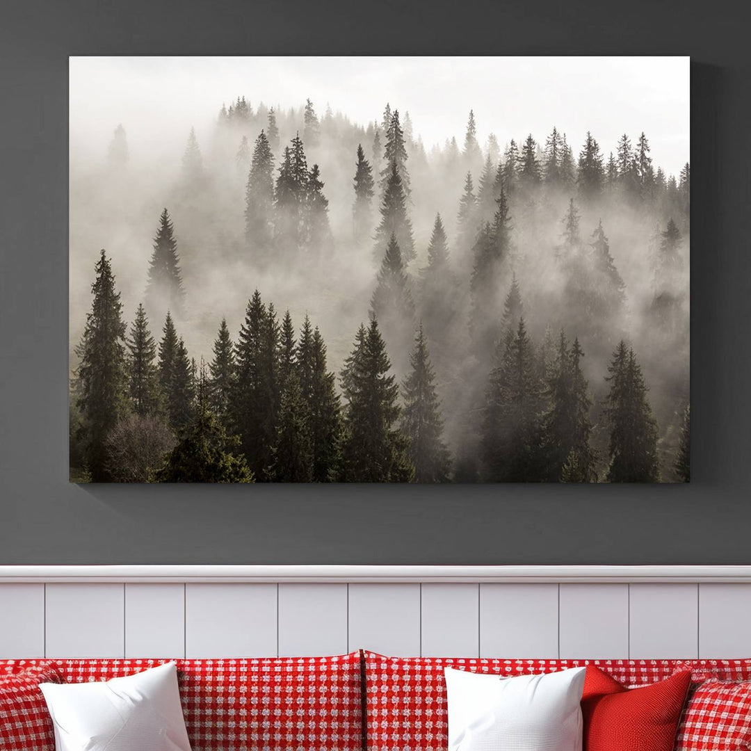 Foggy Forest Wall Art Canvas Print