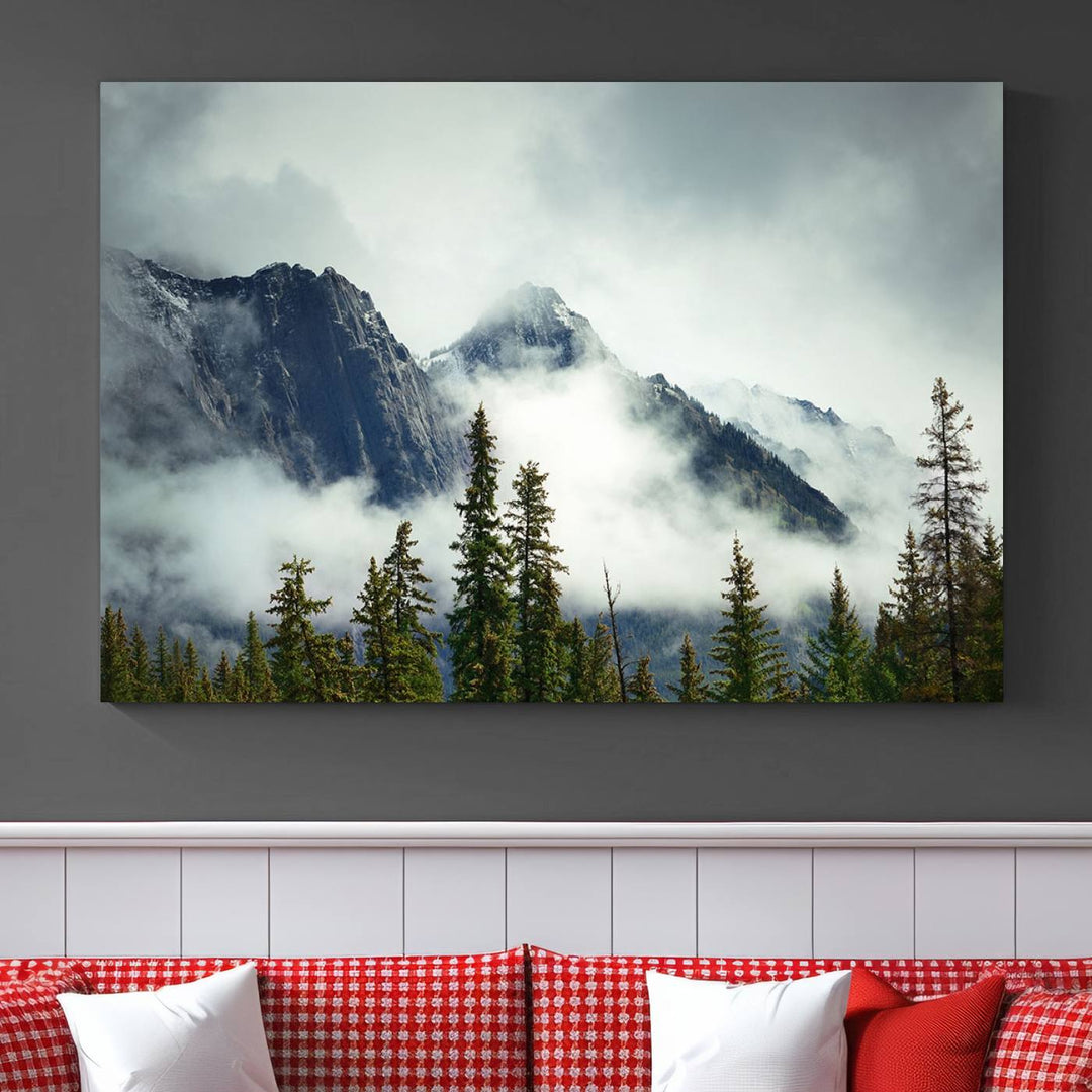 Misty Mountain Forest Wall Art Canvas Print