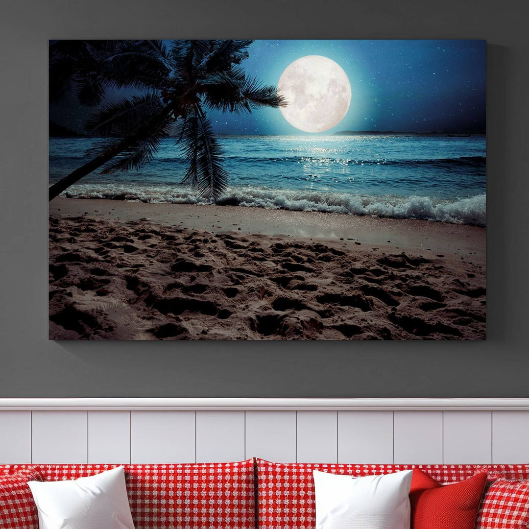 Moonglade Coastal Palm Tree Wall Art Canvas Print