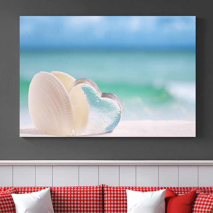 Impression sur toile d'art mural de coquillage d'amour de plage