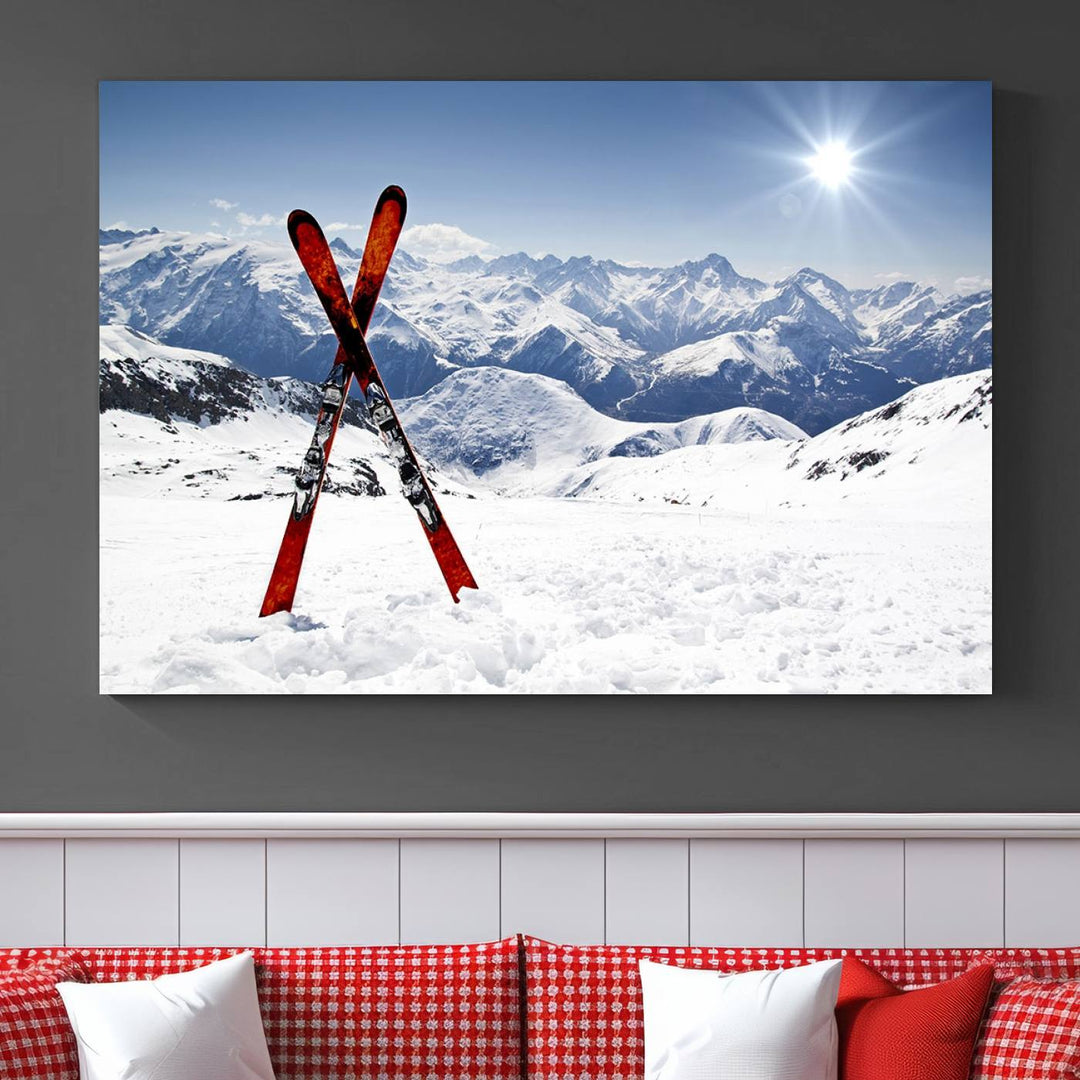 Impression sur toile d’art mural de montagne de neige, art mural de sport de snowboard