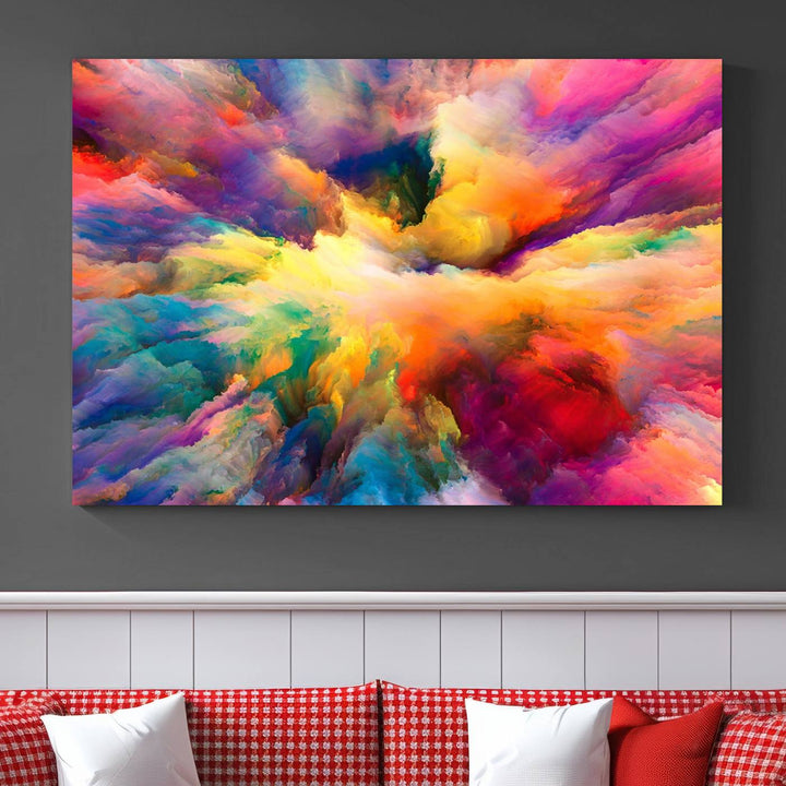 Arte de pared en forma de nube de colores vibrantes y ardientes Lienzo