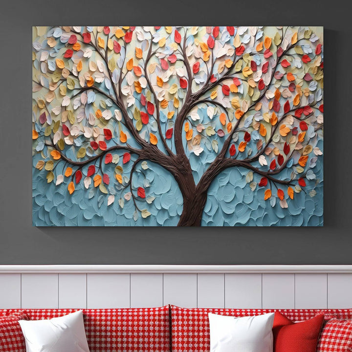 Abstract Tree and Leaf Wall Art Canvas Print