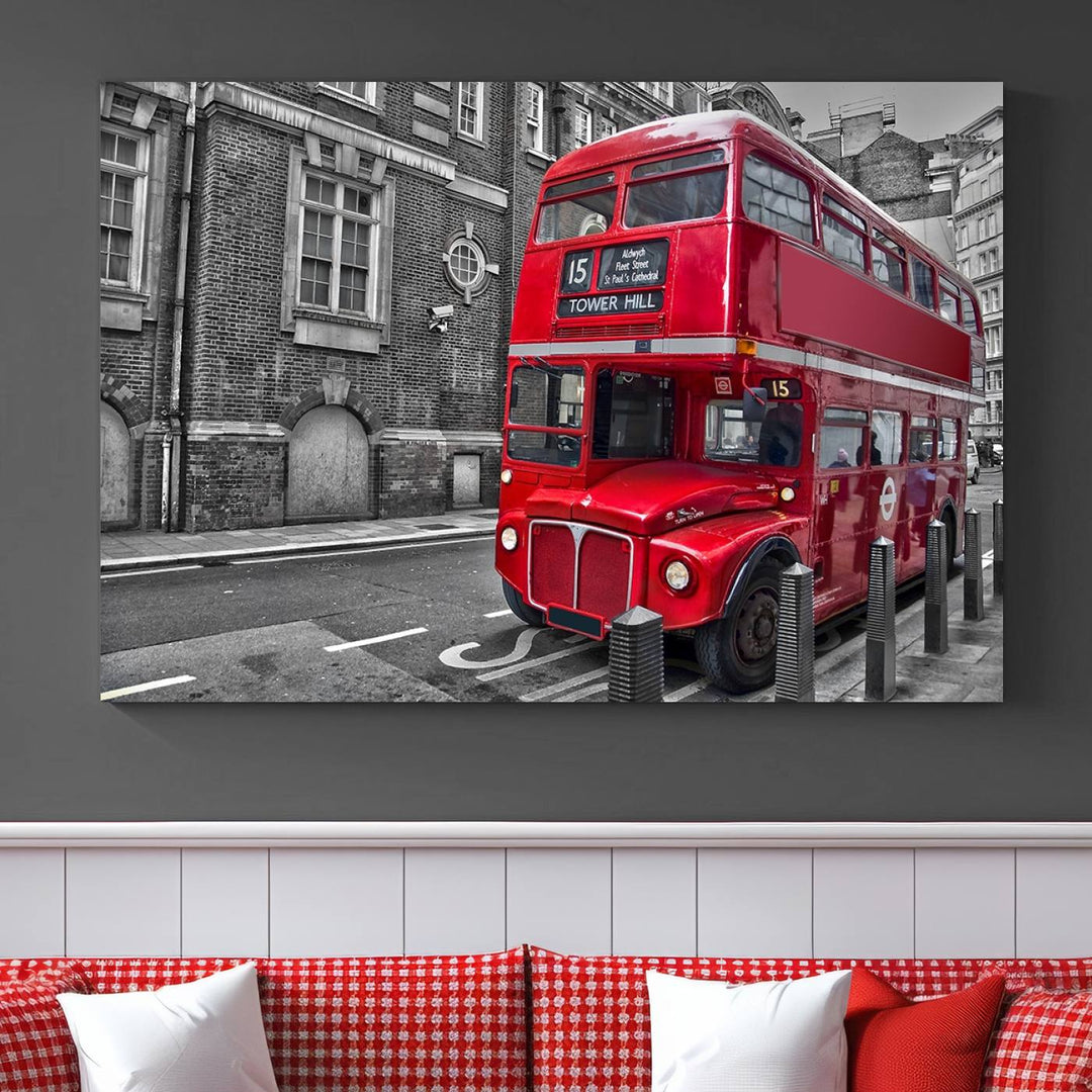 London Red Bus Wall Art, Red Telephone Club, London Night Canvas Print