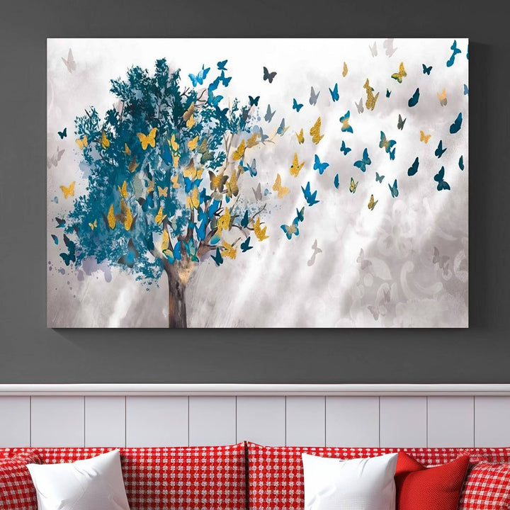 Tree Butterfly Abstract Tree and Butterfly Wall Art Canvas Print